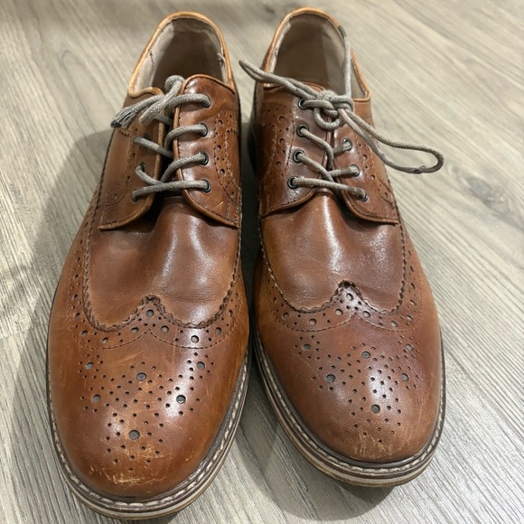 Men's Wingtip Brown Oxford Leather Dress Shoes Call it Spring Sz 11 Classic - Picture 2 of 10